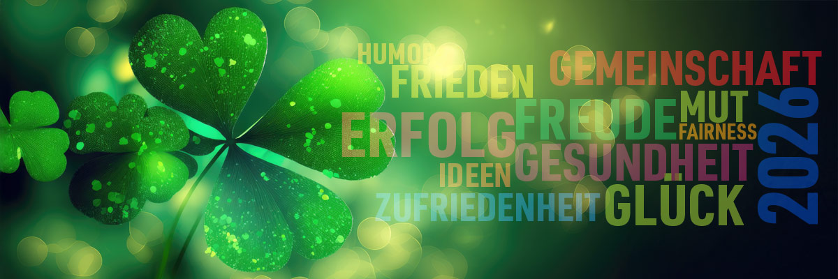 Kleeblaetter mit unseren Wuenschen fuer 2026